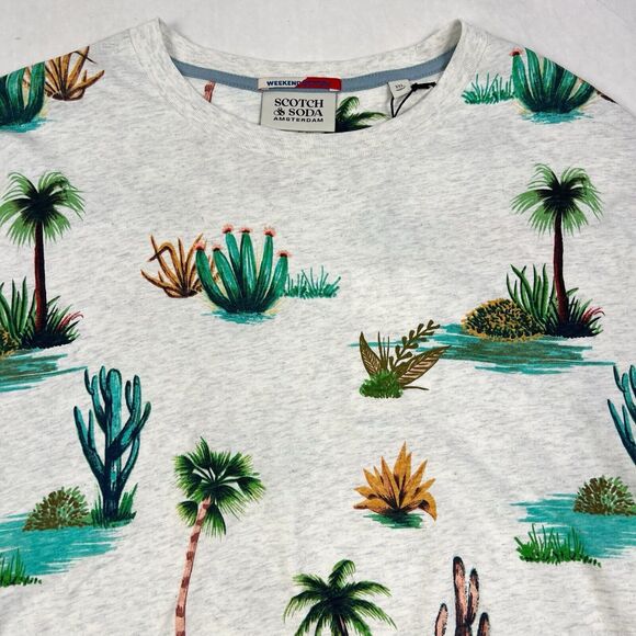 NEW Scotch & Soda Amsterdam Organic Cotton Cactus Palm Tree Short Sleeve Tee XXL - Picture 3 of 10